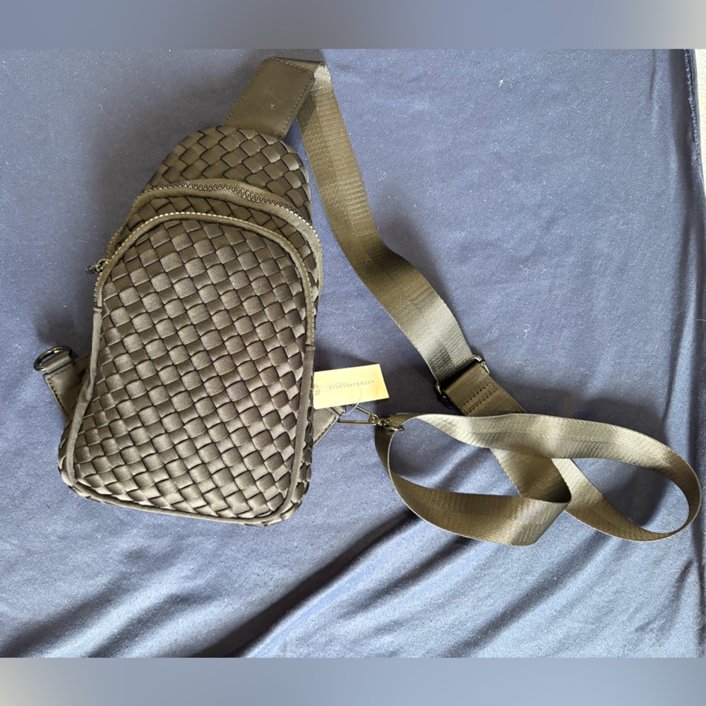 Anthropology Woven Black Fanny Pack